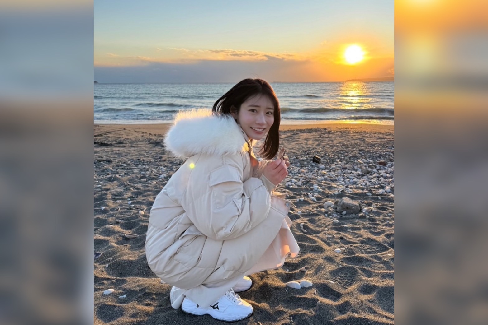 人氣女優河北彩伽近日造訪台灣。圖/取自河北彩伽Ig