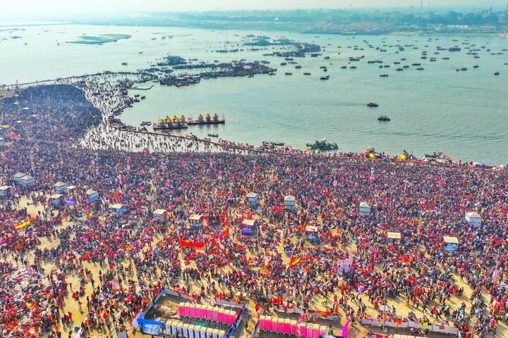 2025印度大壺節預計可吸引近4.5億人次參加。圖/取自MahaKumbh 2025官方《推特》