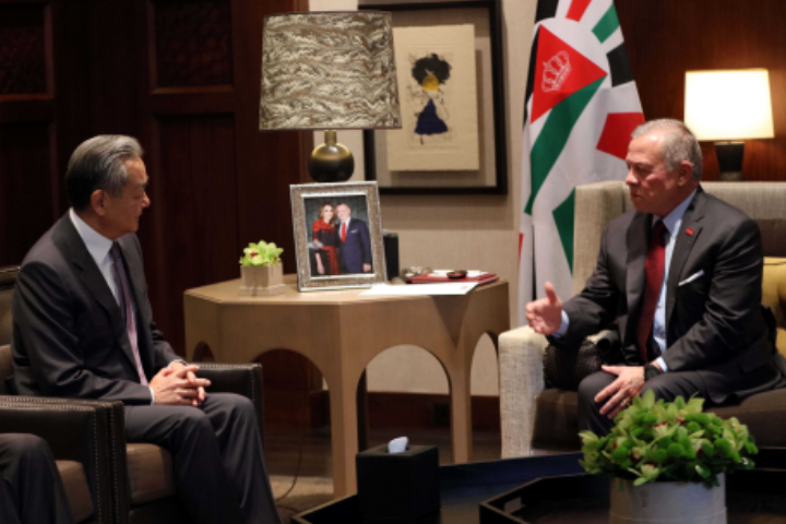 約旦國王阿卜杜拉二世15日與王毅會晤。圖/取自陸外交部官網