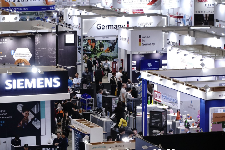 根據行政院估計，在台美結束關稅談判並簽MOU後，台灣未來工具機外銷將成長。圖台灣工具機展。圖／取自TMTS 台灣國際工具機展 FB