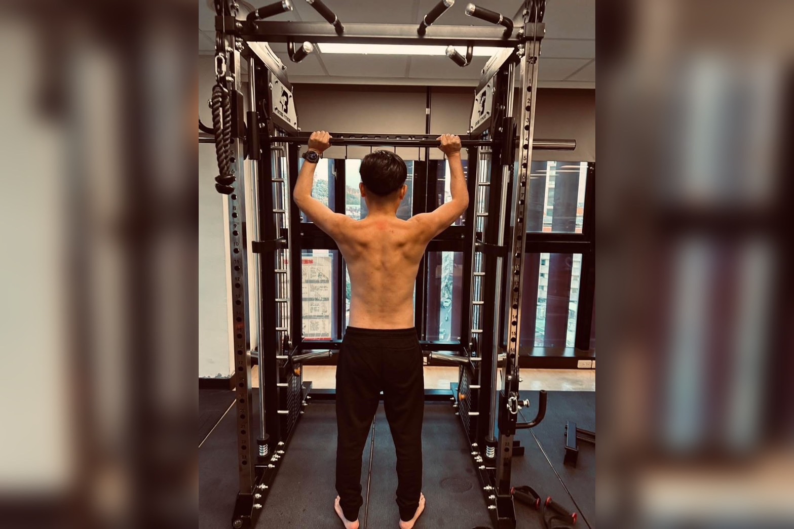 彰化縣議長謝典霖近期政治動作頻頻，繼日前高調參訪新竹「吊車大王」胡漢龑總部後，10日深夜再度於社群平台發布健身成果照。圖/取自謝典霖臉書