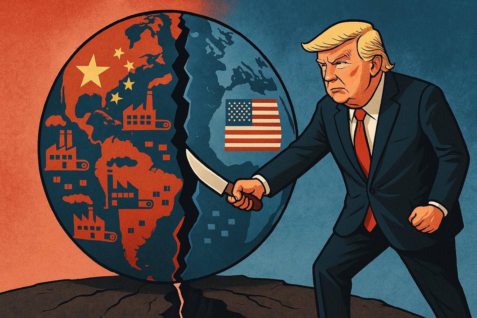 美中貿易割喉戰進入瘋狂階段，一旦大陸關上溝通大門，川普接下來該如何出招呢？圖/AI生成 