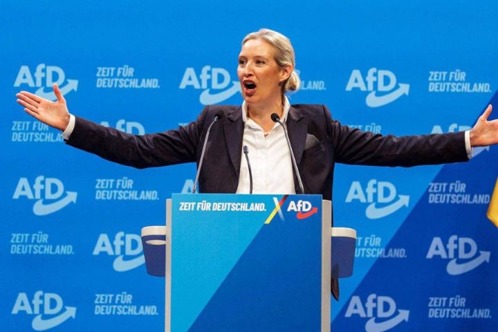 德國另類選擇黨(AfD)共同主席魏德爾(Alice Weidel)。AfD近期在前東德地區快速擴張政治版圖。圖/取自DW News YouTube