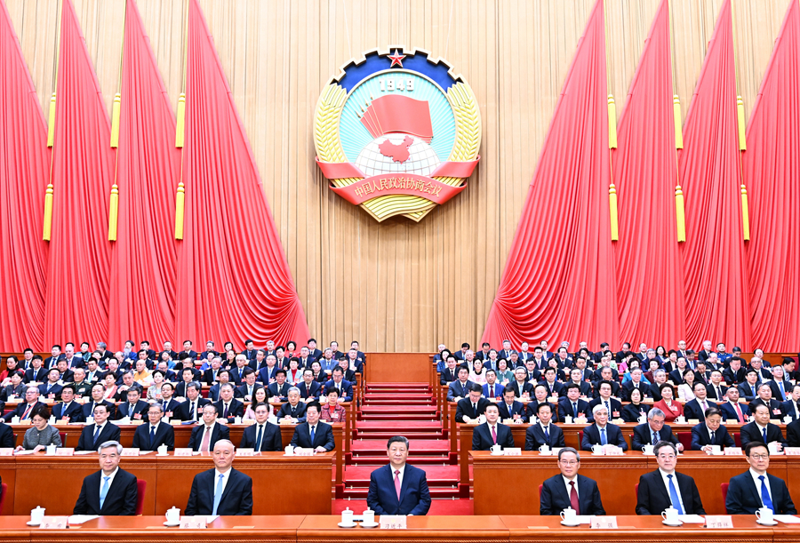 中共第十四屆三次政協會議11日閉幕，政協主席王滬寧做閉幕講話，強調按習近平思想，堅定不移推進統一大業。圖／取自中新網