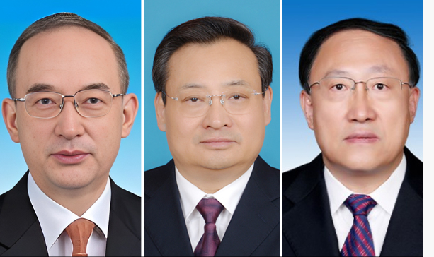 左至右：吉林省委書記黃強、安徽省委書記梁言順、寧夏回族自治區黨委書記李邑飛。圖/取自財新網