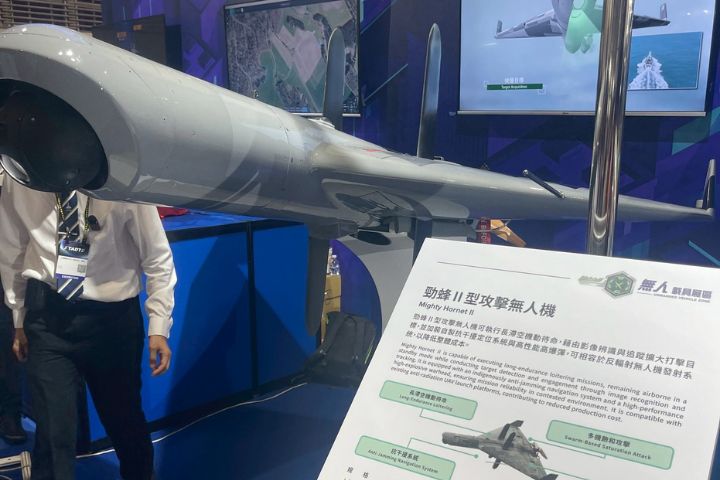 台灣自製的攻擊無人機。圖/記者楊俊斌攝