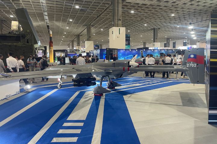 今年台北航展無人機的比例占有一席之地，自製的「鋭鳶二型」無人機更加強大、作戰半徑範圍更廣。圖/記者楊俊斌攝