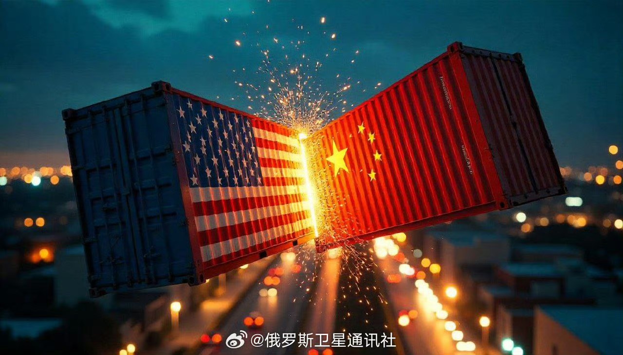 中美關稅博弈，不僅是中美經濟體的角力，更是一場牽動全球產業鏈的風暴。圖/取自俄羅斯衛星通訊社微博