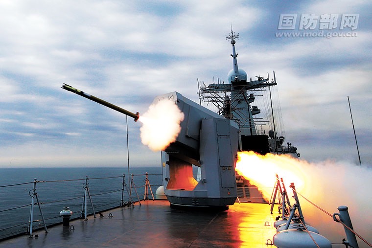 5月9日，大陸北部戰區海軍某艦艇訓練中心紅旗-10發射演練。圖/取自中國國防網
