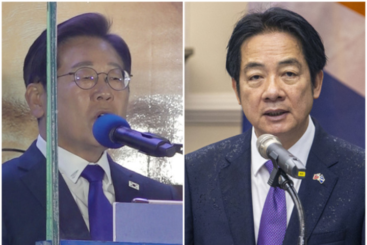 針對李在明（左圖）就任韓國總統，總統府發言人郭雅慧表示，總統賴清德（右圖）代表中華民國致上誠摯的祝賀。圖/中央社