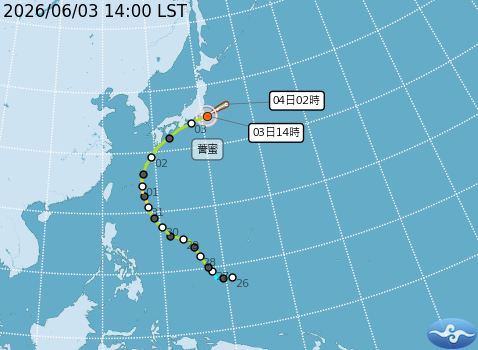 薔蜜颱風預測路徑。圖/取自中央氣象署