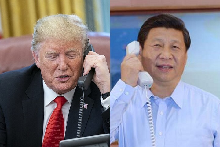美國候任總統川普（左）與大陸國家主席習近平（右）稍早已通電話。圖/合成自Team Coco《YouTube》官方頻道與新華社