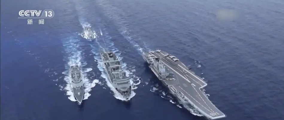 福建艦的航母戰鬥群。圖/取自央視