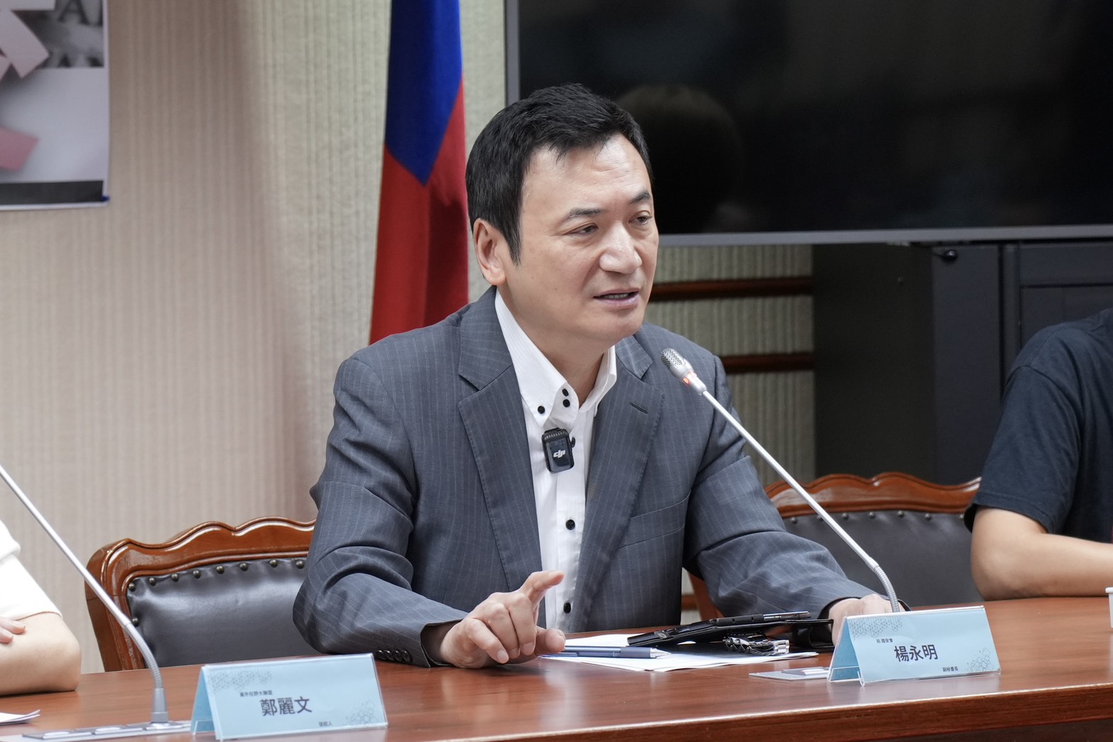 前國安會副秘書長楊永明31日表示，賴政府這次資助以色列屯墾區蓋醫院違反《國際法》，違反國際社會的普遍實踐。圖/記者梁鴻欣攝