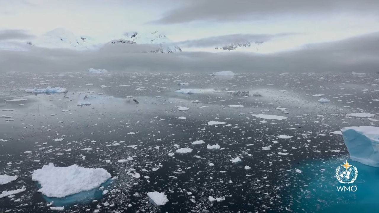 兩極海冰加速融化，全球海平面上升。圖/取自WMO官方《YouTube》頻道