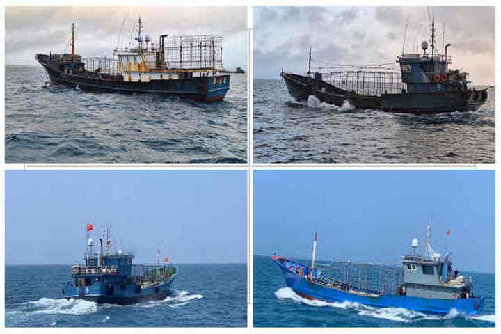 4艘大陸漁船周一越界遭海巡驅逐。圖/海巡署提供
