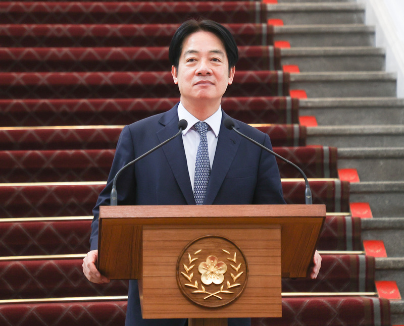 總統府13日下午在敞廳舉行「國安高層會議會後記者會」，總統賴清德（圖）親上火線發表談話。圖／中央社