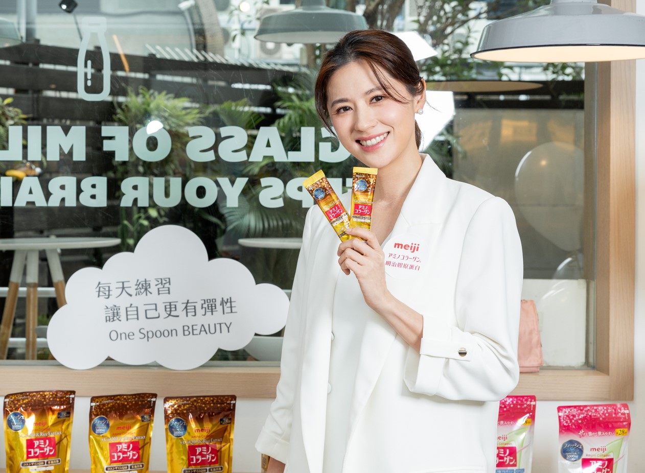 林予晞今日出席代言活動，不後悔第一個站出來砲轟黃子佼。圖/明治膠原蛋白提供