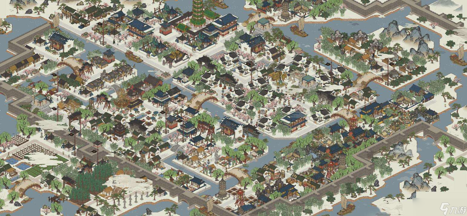 大陸網遊也受到大眾歡迎，如解構蘇州城市的「江南百景圖」擁有眾多玩家。圖／取自九遊