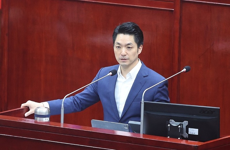 台北市長蔣萬安今天（11日）赴議會進行施政報告。圖/中央社 