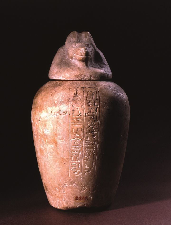 存放古埃及人器官的卡諾皮克罐© Museo Archeologico Nazionale di Firenzee。圖/時藝多媒體提供
