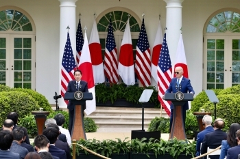 日本首相岸田信雄在美國華府進行國是訪問。圖/日本外交部官網 