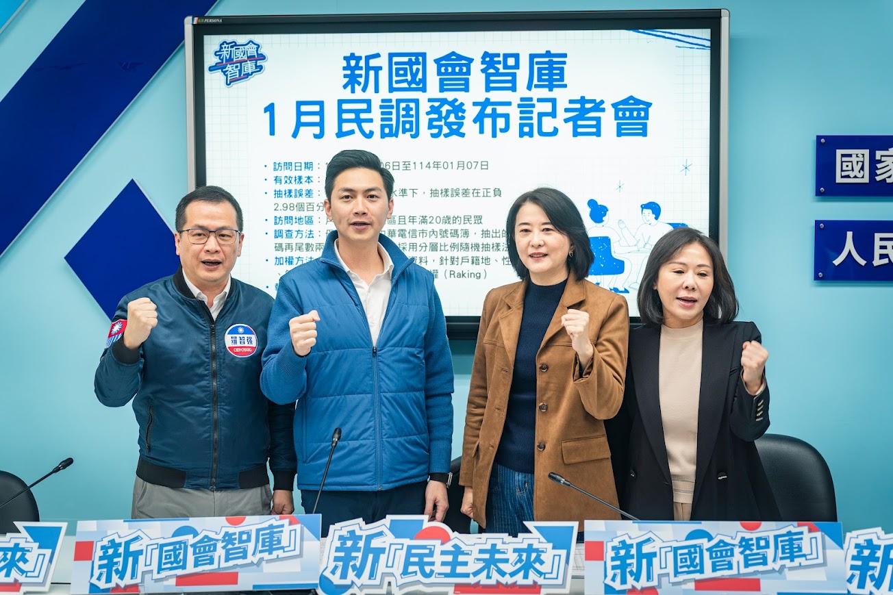 新國會智庫9日公布時事議題民調，發現6成民眾不挺大罷免，6成6反對解散國民黨。左起國民黨立委羅智強、廖偉翔、王鴻薇、李彥秀。圖/新國會智庫提供