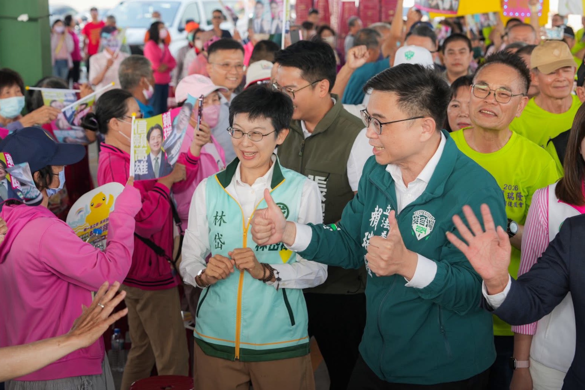 立委林岱樺（左）擔任高雄市長參選人賴瑞隆（右）的林園後援會總會長。圖/取自賴瑞隆臉書