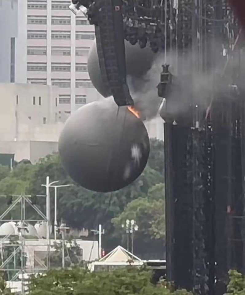 昨日五月天香港演唱會發生失火意外。圖/取自五月天石頭國際歌迷後援會臉書