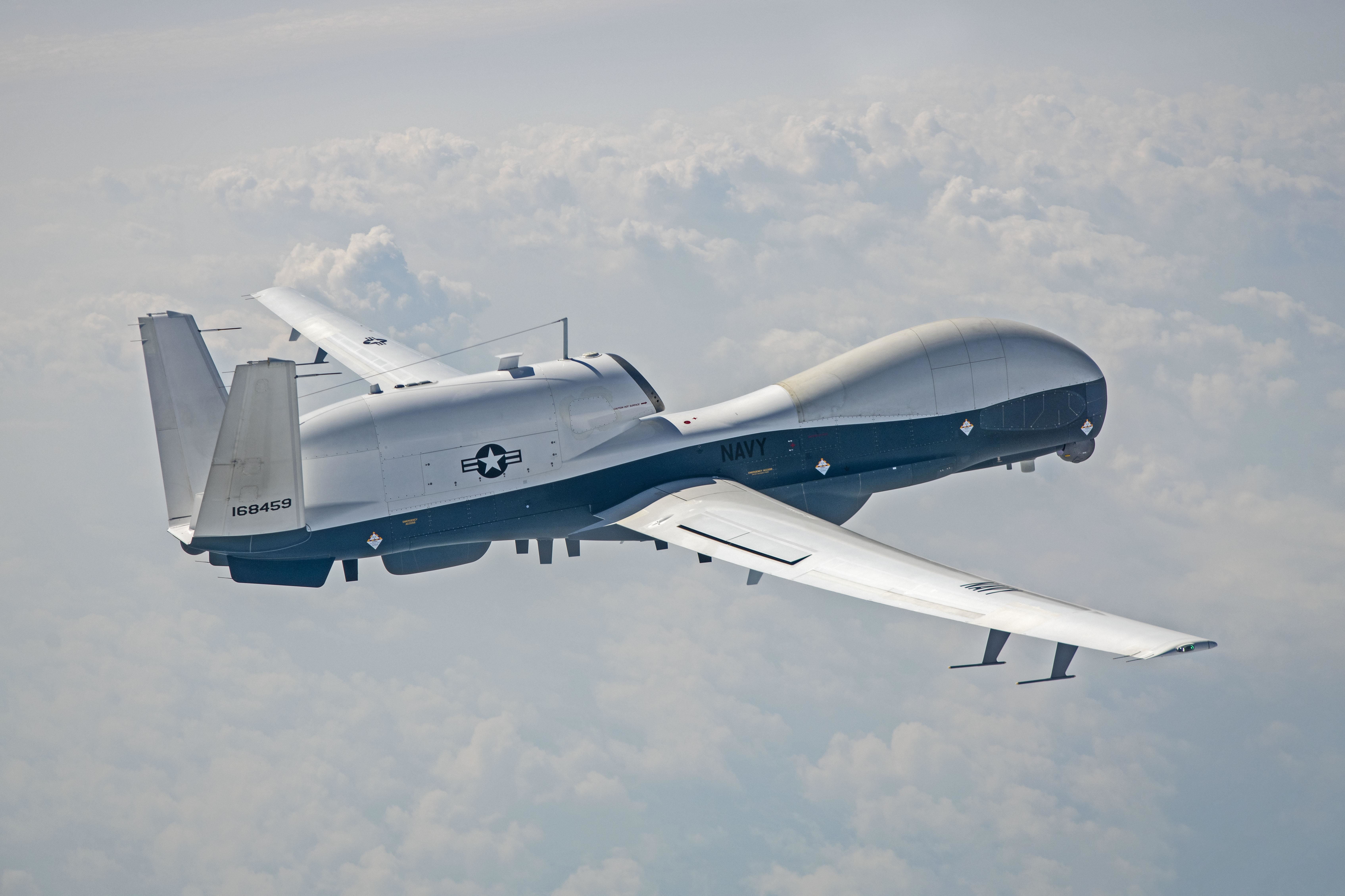 美軍MQ-4C海神無人機，是美軍唯一可在5萬呎等平流層空域作業的自主「高高度、長滯空」系統。圖/取自U.S. Navy