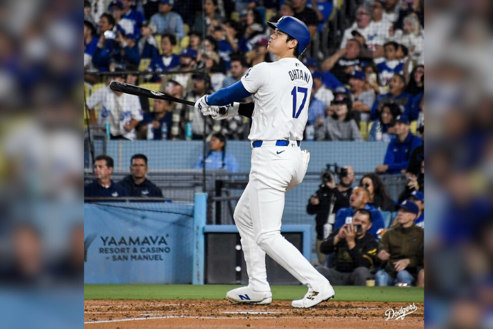 大谷翔平在世界大賽G3帶傷上陣，兩度上壘。圖/取自@dodgers IG