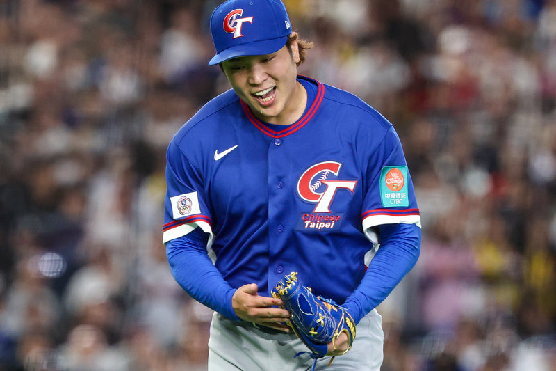 世界棒球經典賽（WBC）古林睿煬（圖）8日對韓國隊4局先發好投，關於在比賽中投到手破皮流血。圖/中央社