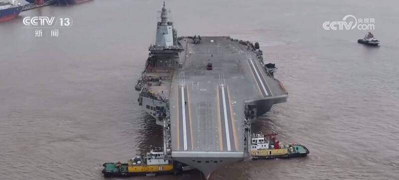 大陸第三艘航空母艦「福建號」官媒曝光。圖／截自央視