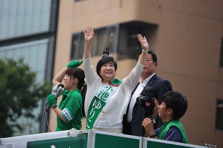 出口民調顯示小池百合子篤定連任東京都知事。圖/取自中央社
