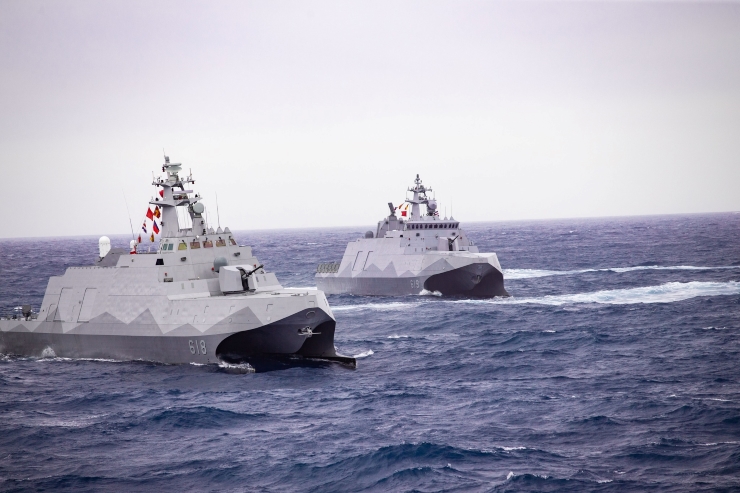 美台4月海上軍演，國防部解釋「只是通信構連」。中華戰略學會資深研究員張競：真相沒全盤托出。圖/取自國防部發言人臉書