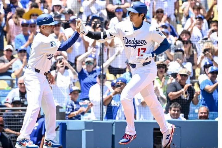 大谷翔平近期火力驚人，已連續5場比賽敲出全壘打。圖/取自道奇IG