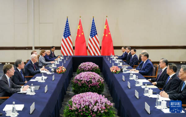 在秘魯亞太經合會(APEC)非正式領袖會議場域，拜習第三度會面。圖/新華社