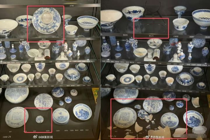 網傳大英博物館2件康熙瓷器被摔壞　講解員：真的碎了