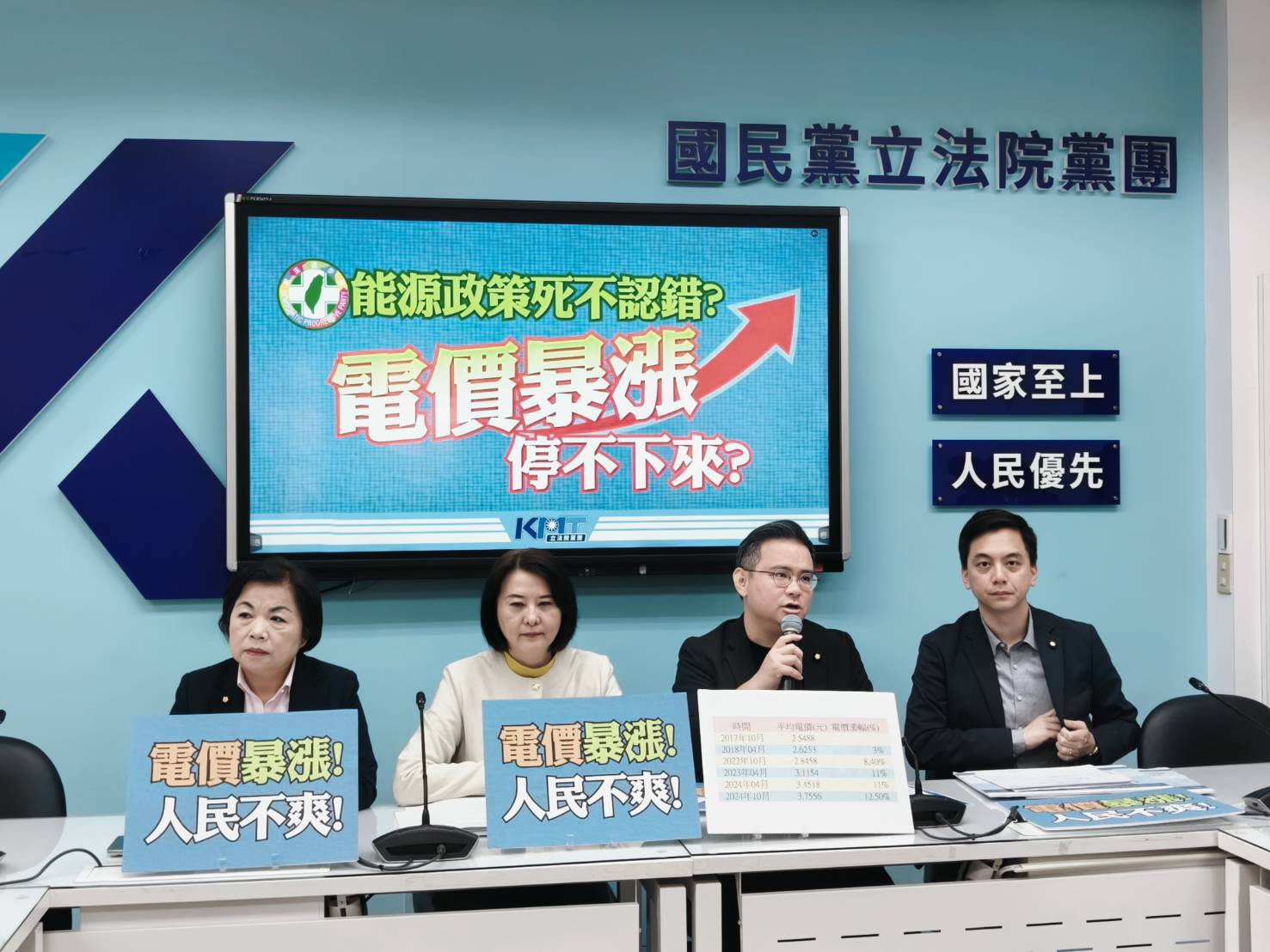 國民黨團11日召開記者會，痛批電價又要暴漲，過去幾年撥補台電根本沒有用。圖/國民黨團提供