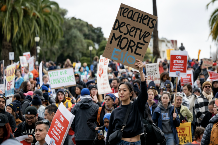 舊金山教師大罷工全市5萬學生沒課上　家長生活嚴重混亂