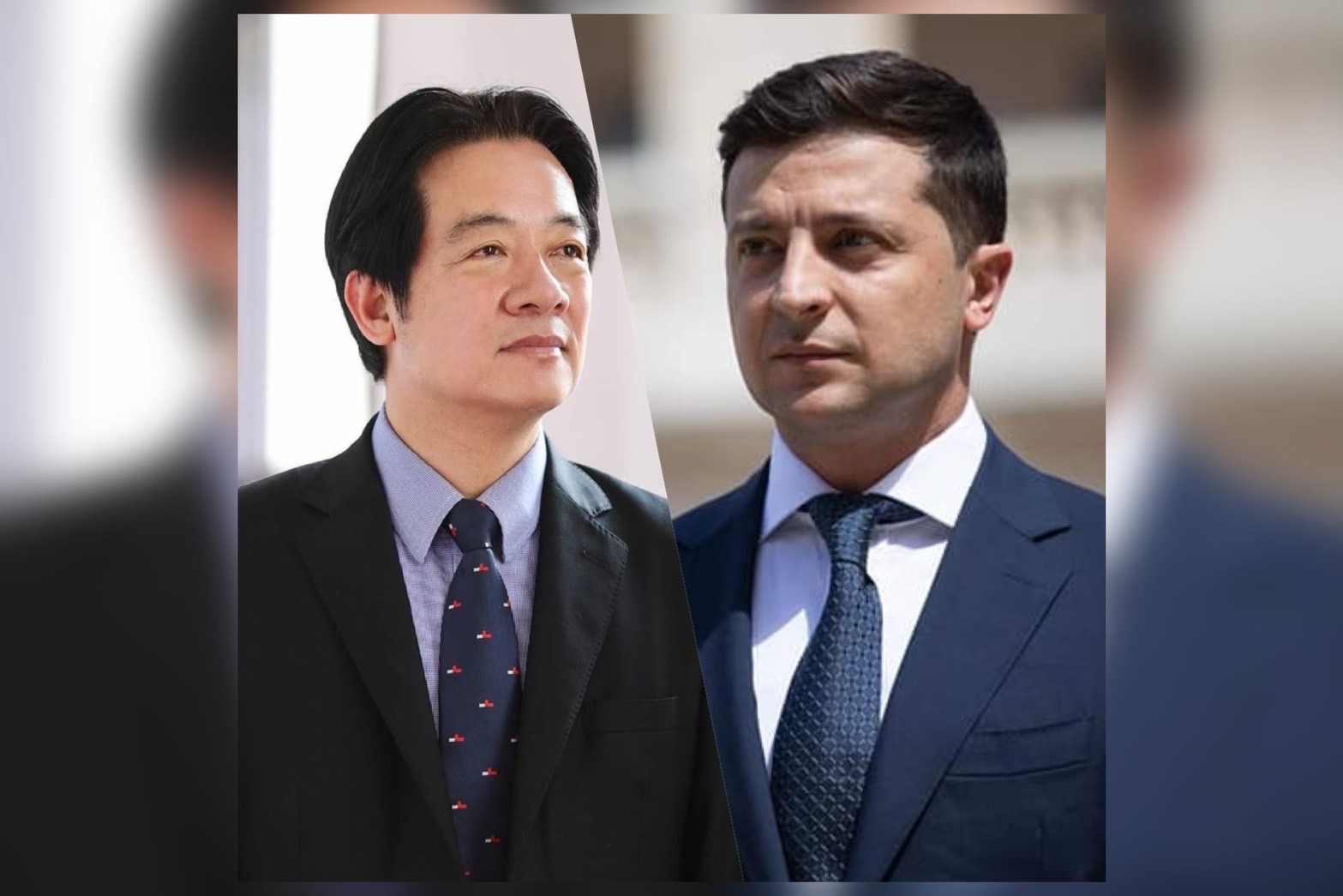 俄烏戰事開打後，民進黨警告國人「今日烏克蘭，明日台灣」，要做好「抗中保台」。如今烏克蘭總統澤倫斯基（右）被川普拋棄，作家楊渡呼籲總統賴清德（左）勿當澤倫斯基。圖／取自賴清德、Volodymyr Zelenskyy FB