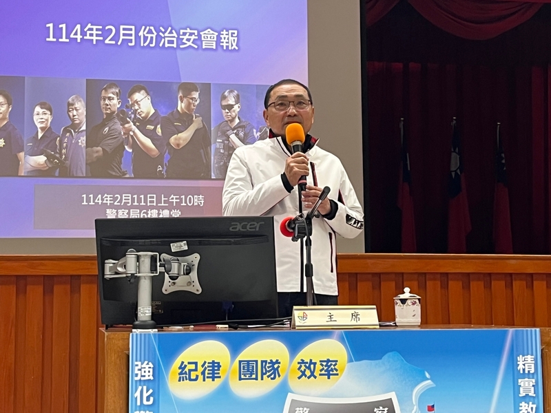 新北市長侯友宜今天出席治安會報，並表態力挺我國拳擊運動員林郁婷。圖/中央社