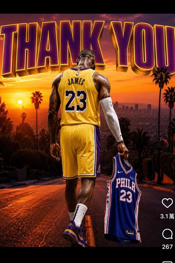 洛杉磯湖人也向NBA超級球星詹姆斯致謝,感謝他8個賽季的貢獻。圖/取自Los Angeles Lakers IG