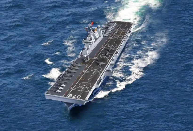 076的塢艙可裝載至少2艘726型氣墊登陸艇，機庫和甲板可容納30架直升機或無人機。圖為076想像圖/取自騰訊網