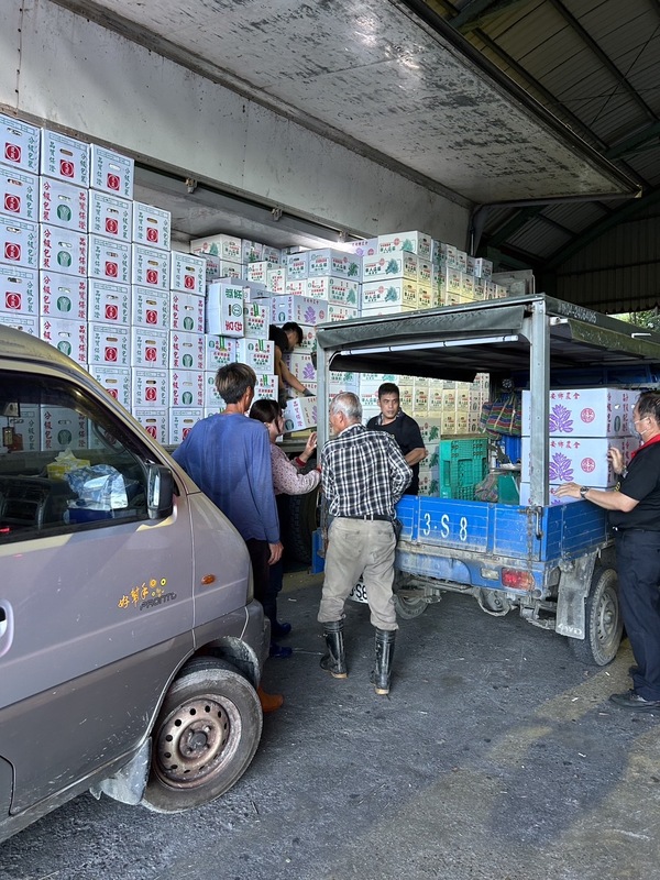 道路受阻之下，常不能如期運輸農產品，運輸車輛只能原車返回，並請農民領回果蔬。圖/中央社
