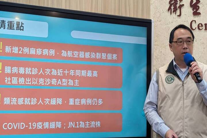 衛福部疾管署12日在記者會中指出，近期新冠肺炎的與流感疫情都呈下降趨勢，預估最快清明節前疫情就會告一段落。圖/取自中央社