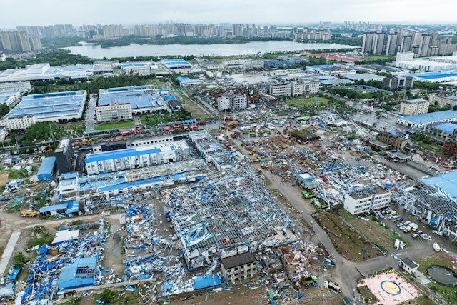 圖為湖北省黃岡市黃州區7日拍攝的受災現場。圖/取自新華社