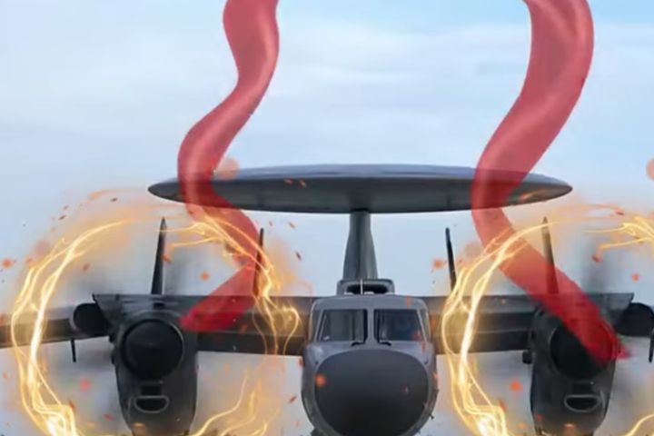 大陸「福建艦」艦載預警機空警600（KJ-600）有個名字叫「哪吒」。圖/取自環球時報影片