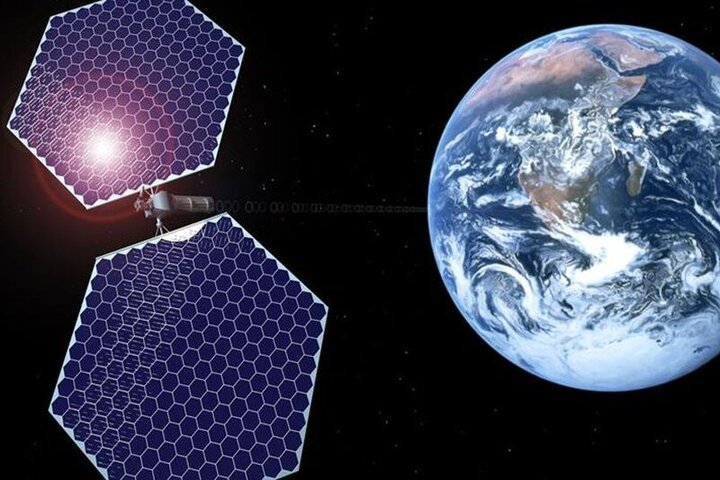 冰島政府計畫在太空中建造一座太陽能發電廠，透過最新科技將電力送回地面，預計自2030年開始運作。示意圖，取自《IFLScience》官方《推特》