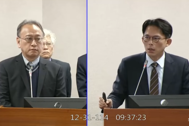 民眾黨立委黃國昌今日針對監察院違法濫用公務車，監察院至今仍未給出交代一事質詢。圖/取自黃國昌YT頻道